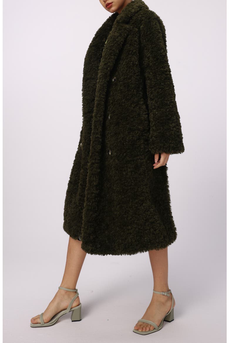 Melanie Faux Fur Coat, Alternate, color, OLIVE
