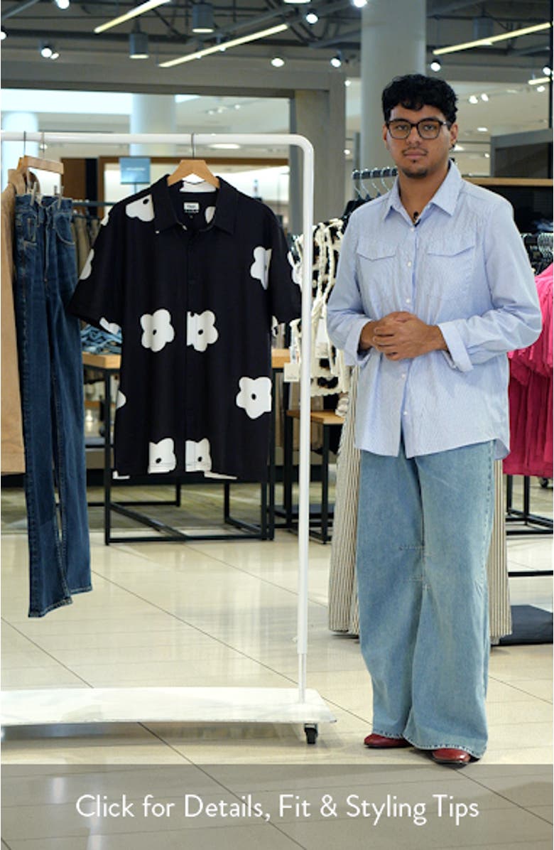 Flower Patch Aqua Terra Performance Short Sleeve Button-Up Shirt, sales video thumbnail