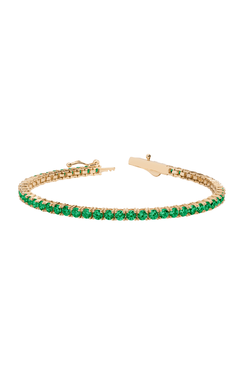 Aurate New York Lab Grown 6ct Emerald Tennis Bracelet, Main, color, Yellow Gold Vermeil