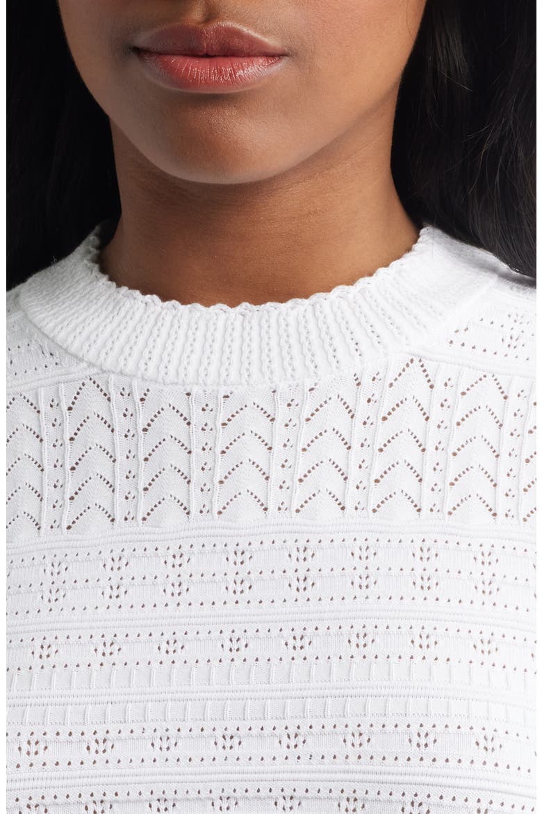 Cotton Crewneck Sweater, Alternate, color, EYELET WHITE