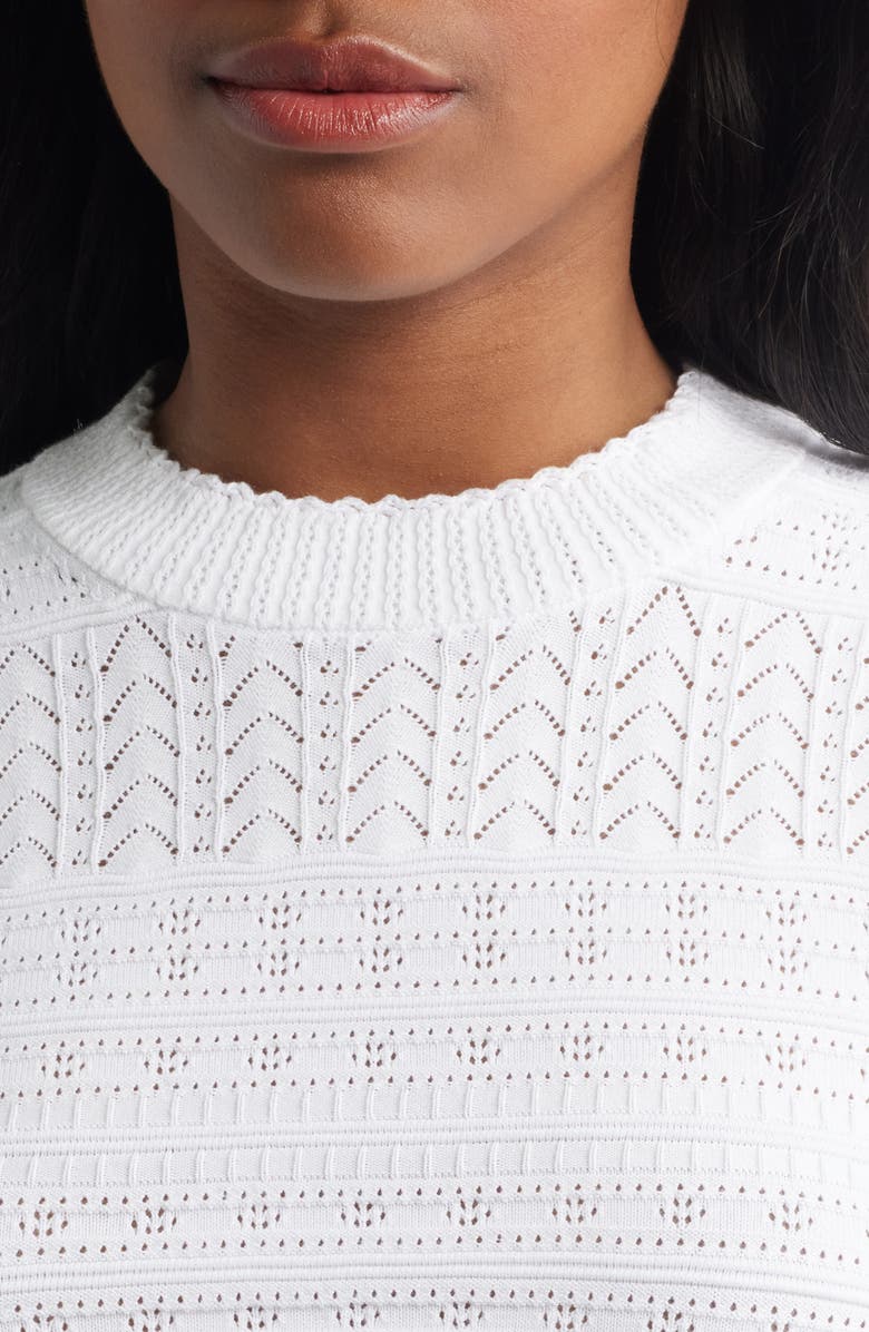 Madewell Cotton Crewneck Sweater, Alternate, color, Eyelet White