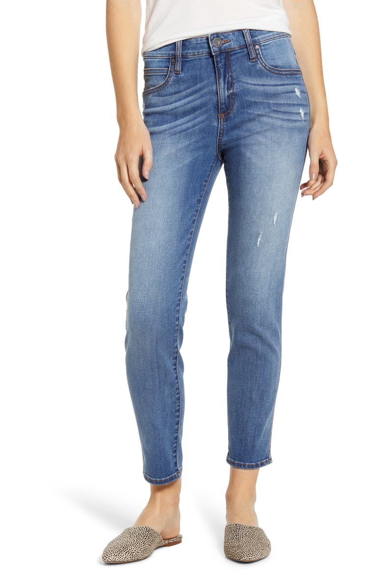 High Waist Ankle Cigarette Jeans, Main, color, INVEST