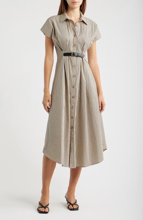 Stripe Belted Shirtdress