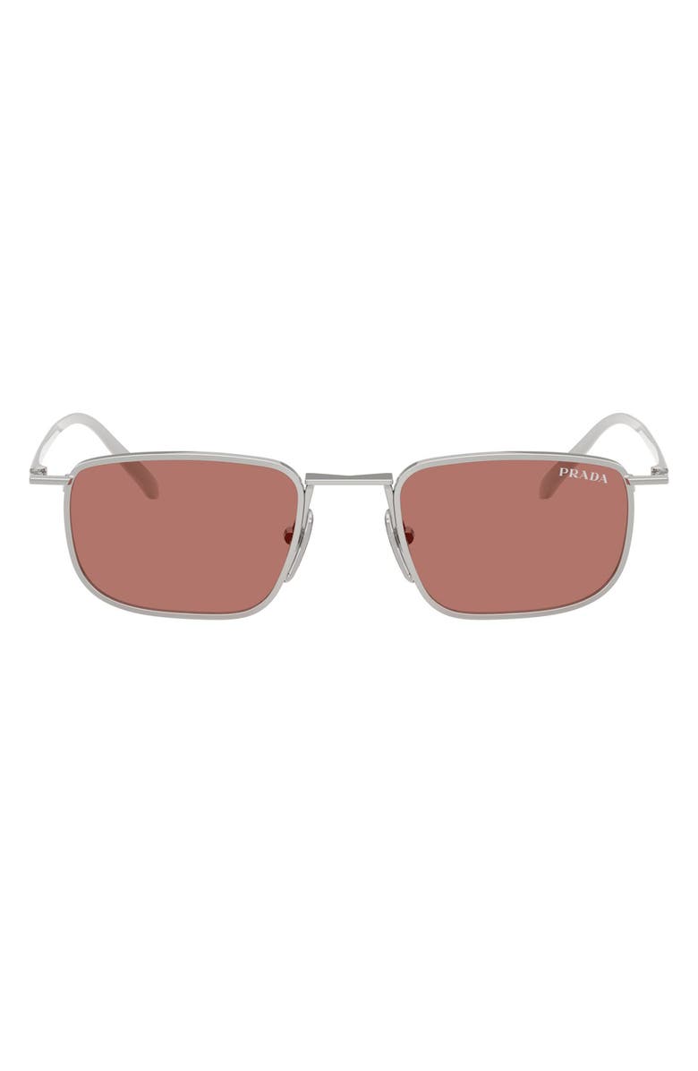 Prada 49mm Pillow Sunglasses, Main, color, Silver / Bordeaux
