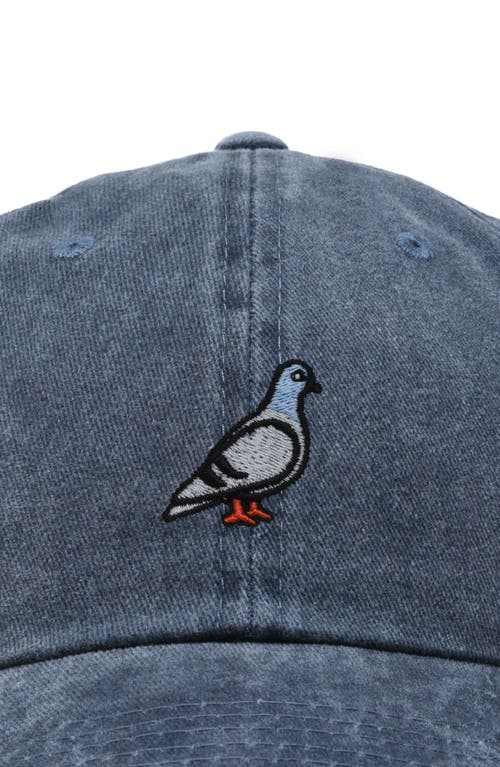 Dalix Pigeon Embroidered Everyday Hat In Washed Navy Blue