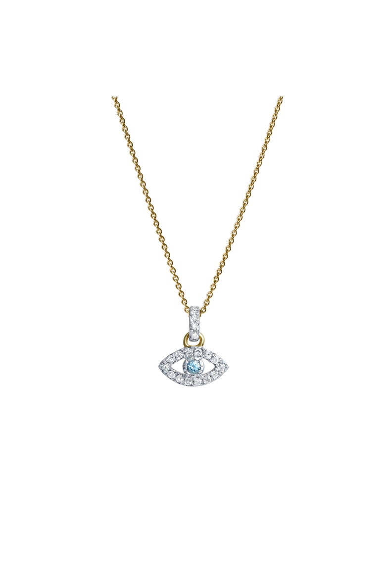 Zaria Diamond Evil Eye & Blue Topaz Pendant in 14K Gold, Main, color, 14K Yellow Gold