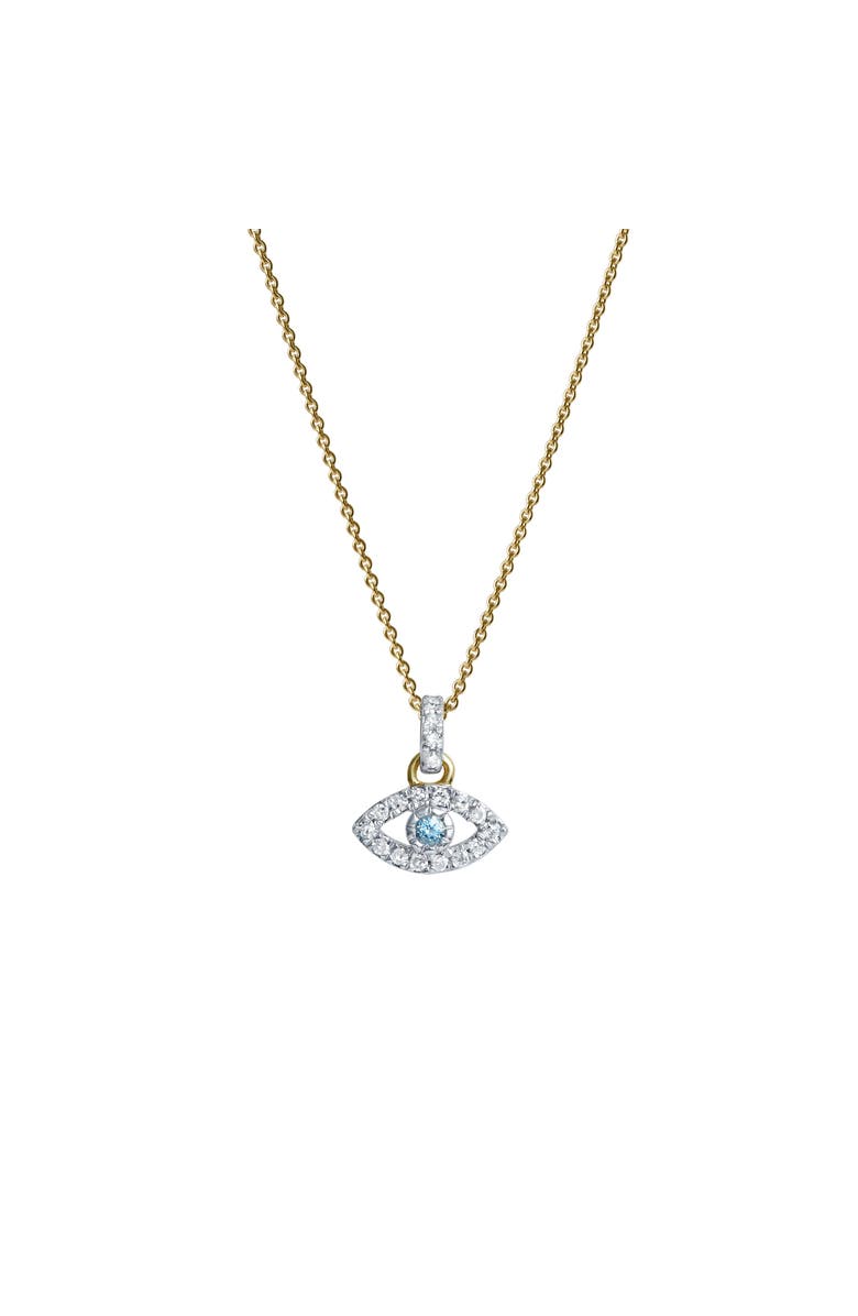LuvMyJewelry Zaria Diamond Evil Eye & Blue Topaz Pendant in 14K Gold, Main, color, 14K Yellow Gold