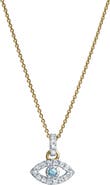 LuvMyJewelry Zaria Diamond Evil Eye & Blue Topaz Pendant in 14K Gold