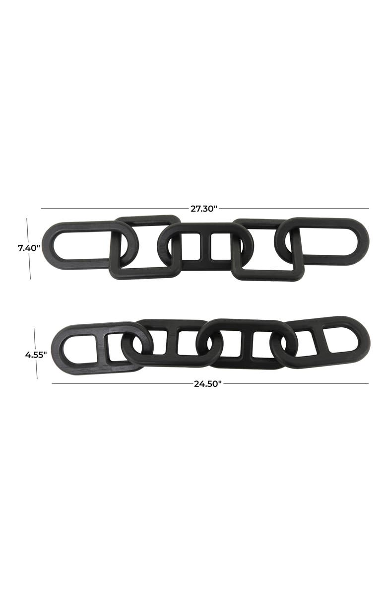 UMA Set of 2 Wooden Chain Link Sculptures, Alternate, color, Black