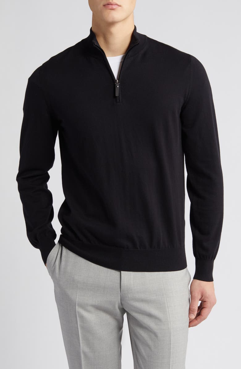 Canali Quarter Zip Cotton Sweater, Main, color,