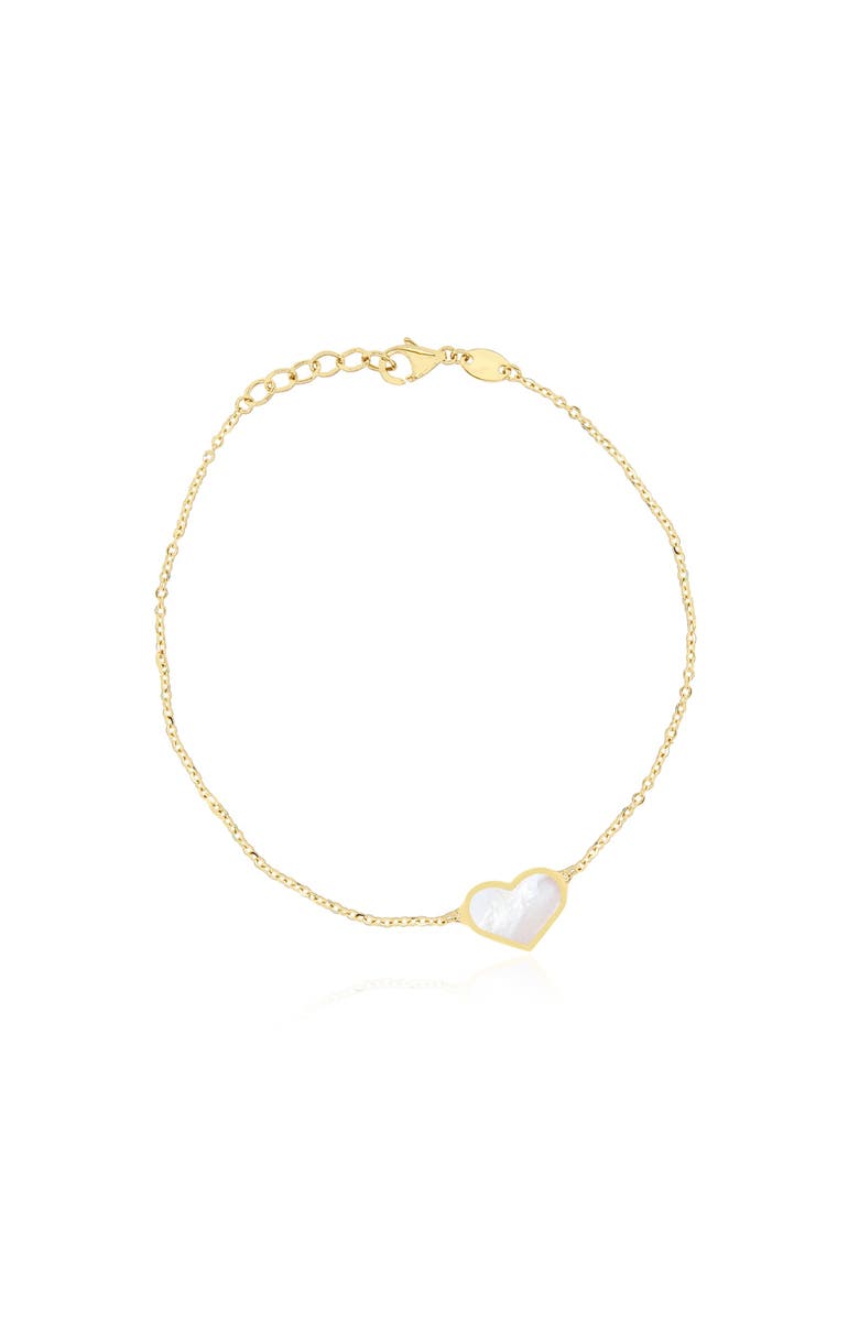 The Lovery Fine Jewelry Mother of Pearl Single Heart Bracelet, Main, color, Mother Of Pearl