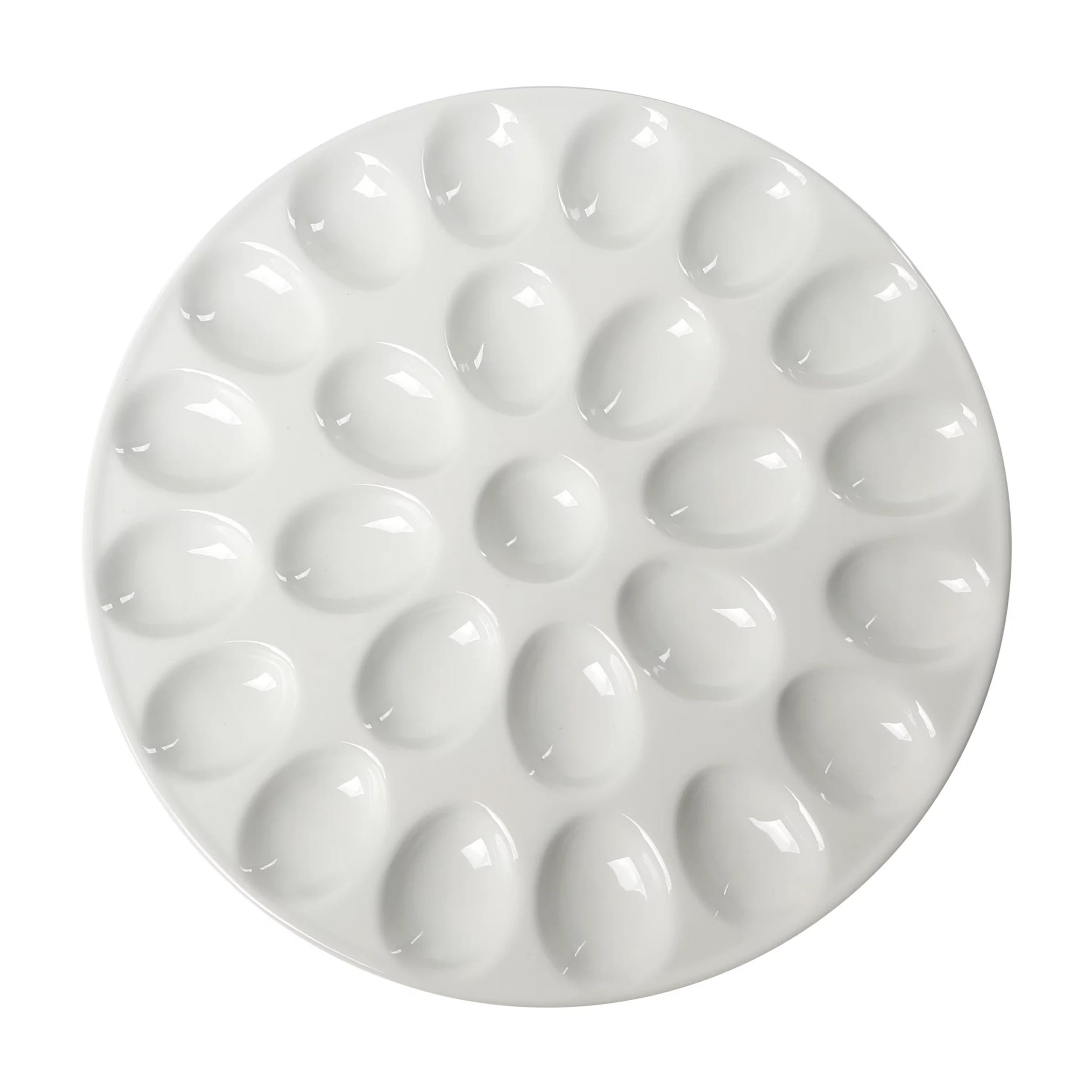 Our Table Simply White 13 Inch Egg Serving Platter - White