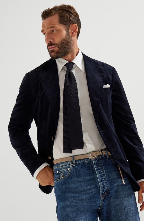 Brunello Cucinelli Velvet Two-button Blazer In Blue