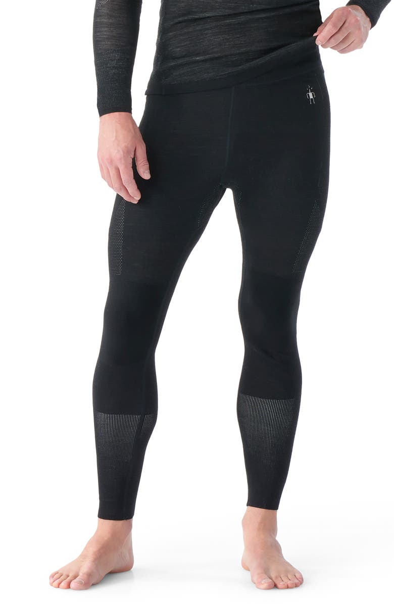 Smartwool Intraknit Thermal Merino Wool Blend Base Layer Leggings, Main, color, Black-White