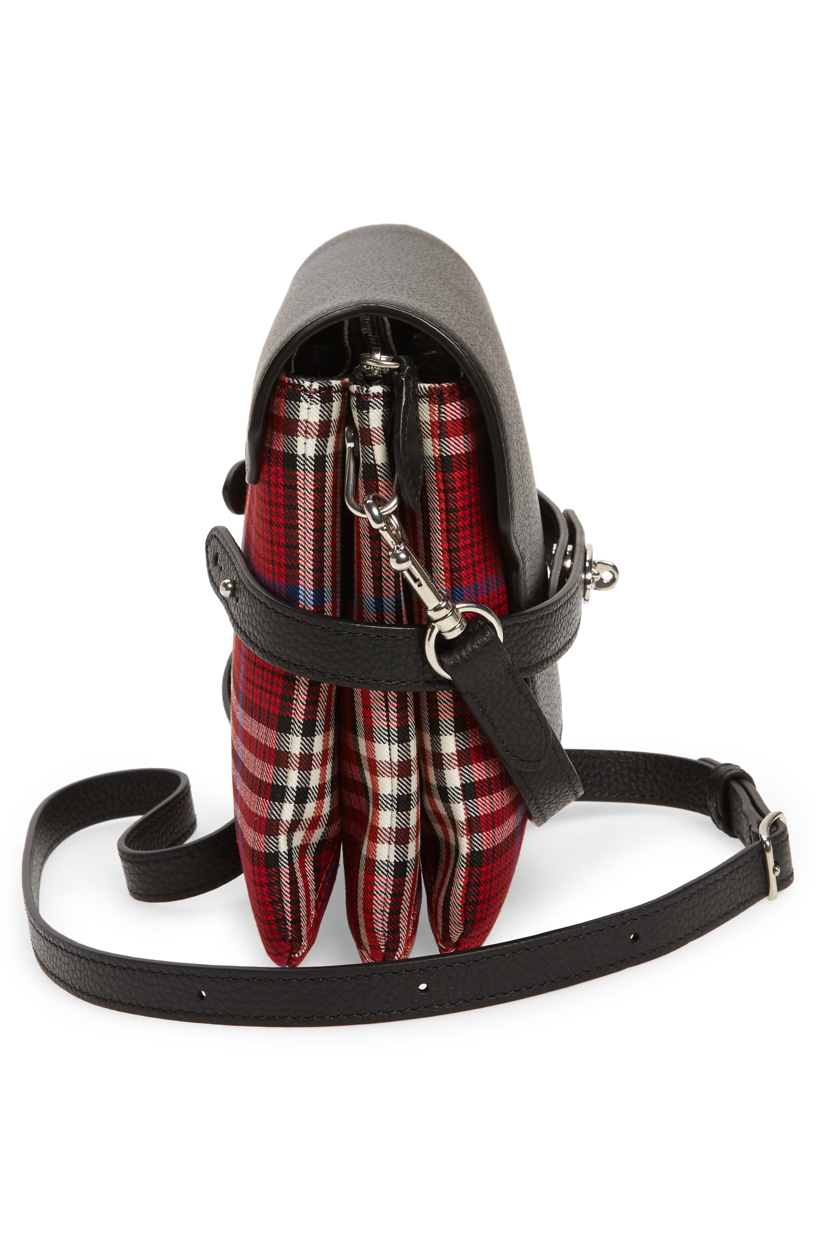Mulberry Bayswater Leather & Plaid Crossbody Bag, Alternate, color, 