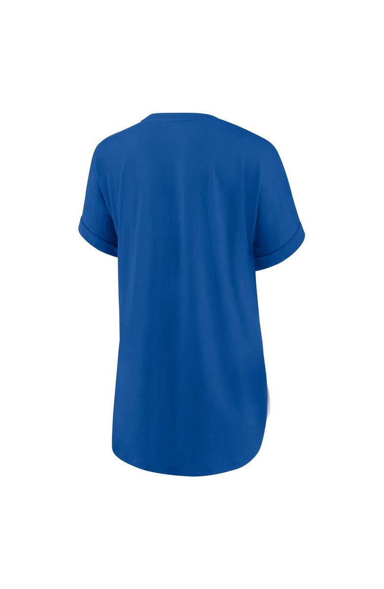 FANATICS Women's Fanatics Branded White/Royal Los Angeles Dodgers Iconic Noise Factor Pinstripe V-Neck T-Shirt, Alternate, color,