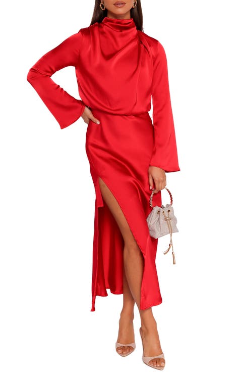 Kristyn Long Sleeve Satin Dress