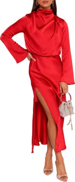 Petal & Pup Kristyn Long Sleeve Satin Dress