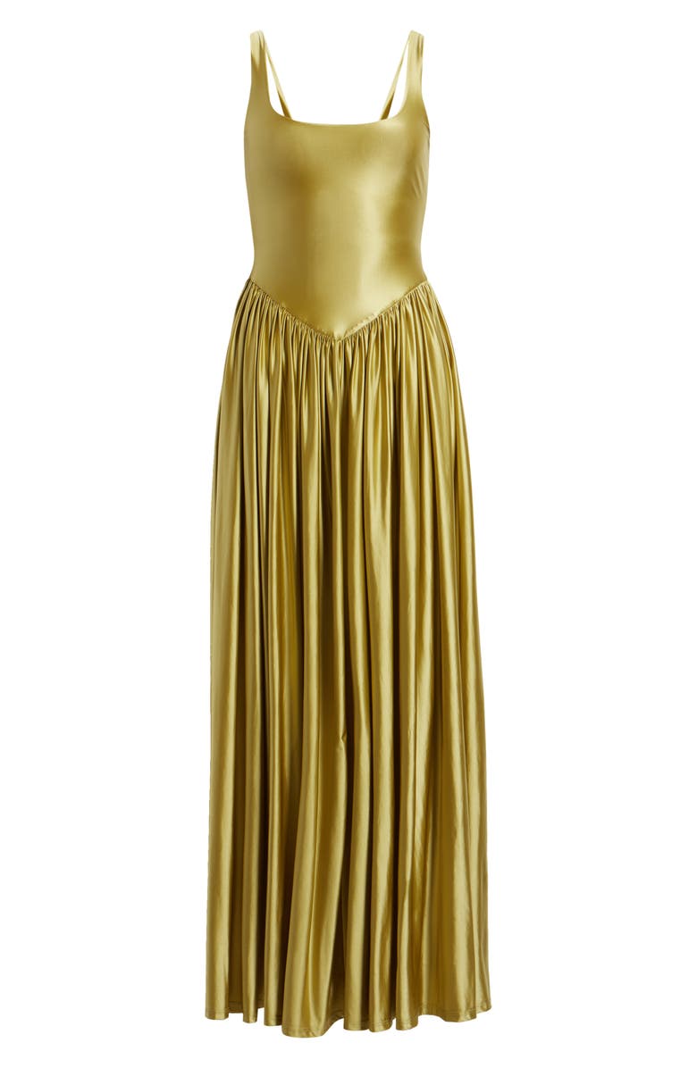 Delfi Collective Oriana Stretch Satin Gown, Alternate, color, Olive