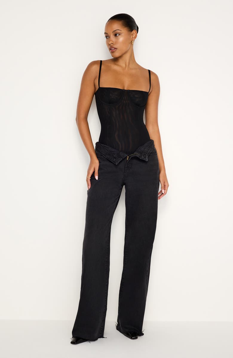 Good American Corset Demi Mesh Bodysuit, Alternate, color, 