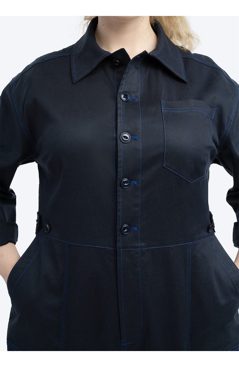 SEE ROSE GO RIVETER PLUS SIZE JUMPSUIT, Alternate, color, Passport Blue