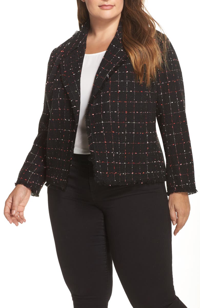 Vince Camuto Spring Windowpane Tweed Jacket, Main, color, 