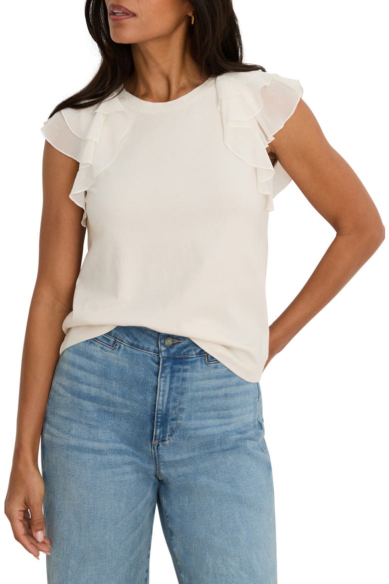 Chiffon Drift Mixed Media Top, Main, color, CLASSIC CREAM