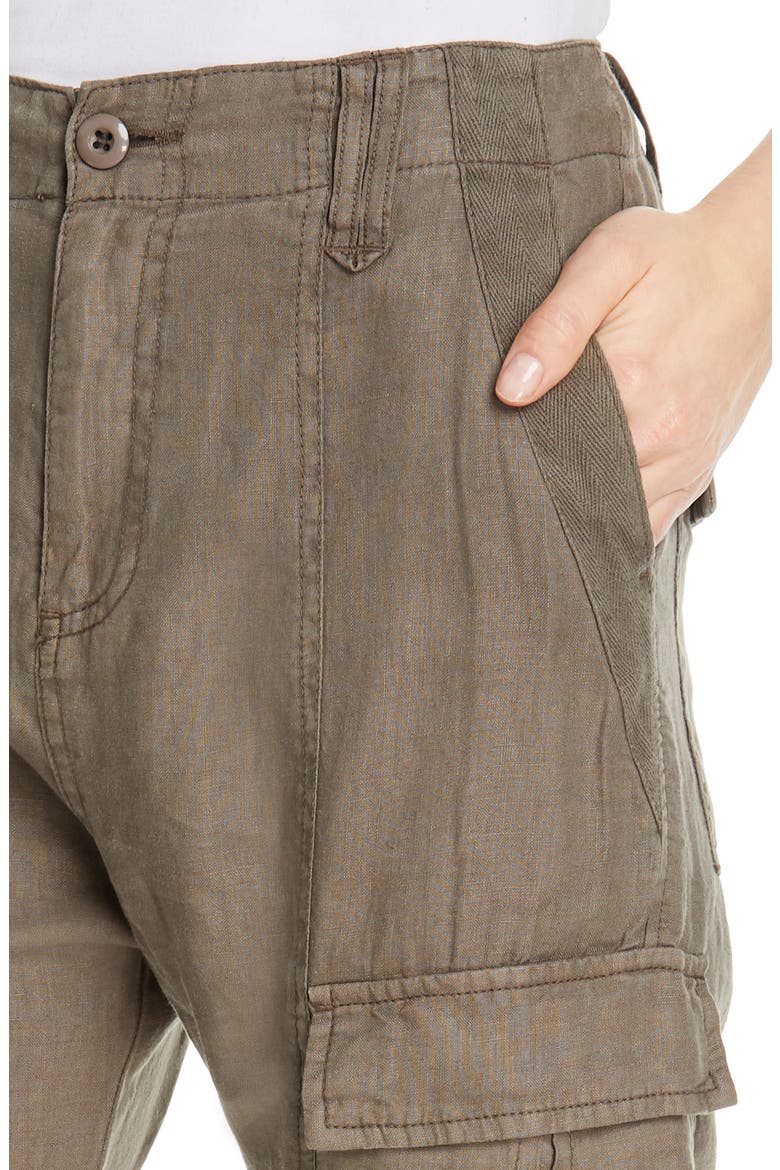 Telutci Tie Cuff Linen Cargo Pants, Alternate, color, FATIGUE