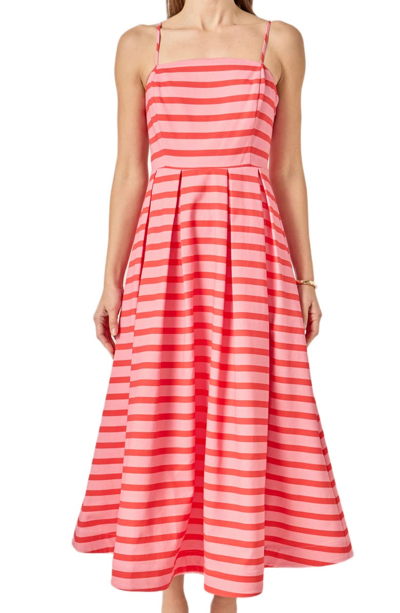 English Factory Stripe Sleeveless Maxi Dress, Alternate, color, Pink/ Orange Stripe