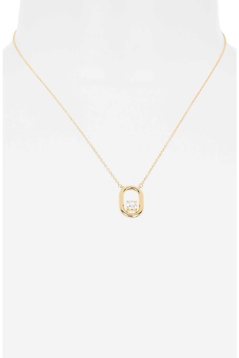 Cubic Zirconia Oval Ring Pendant Necklace, Alternate, color, CLEAR- GOLD