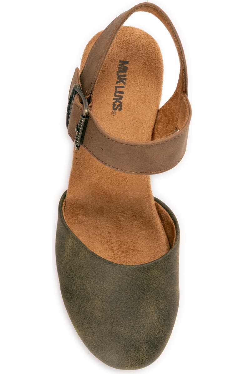 MUK LUKS Merritt Quarter Strap Platform Pump, Alternate, color, Olive/ Tan