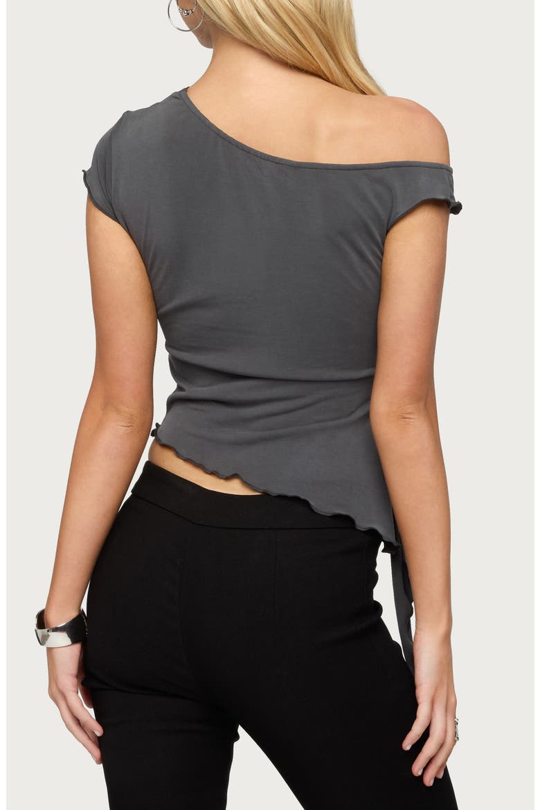 Asymmetric Off the Shoulder Wrap Top, Alternate, color, DARK-GRAY