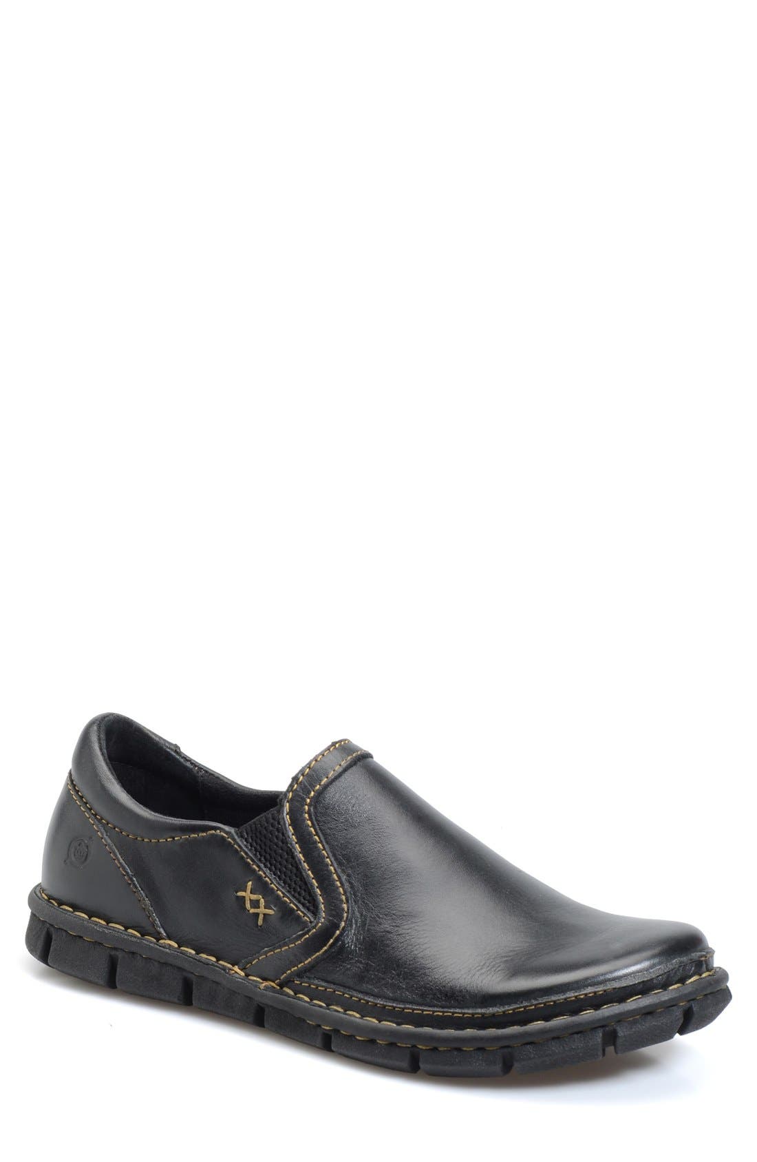 'Sawyer' Slip-On, Main, color, BLACK LEATHER