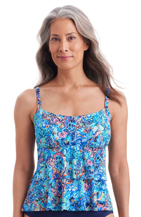 High Low Double Tier Tankini Swimsuit Top