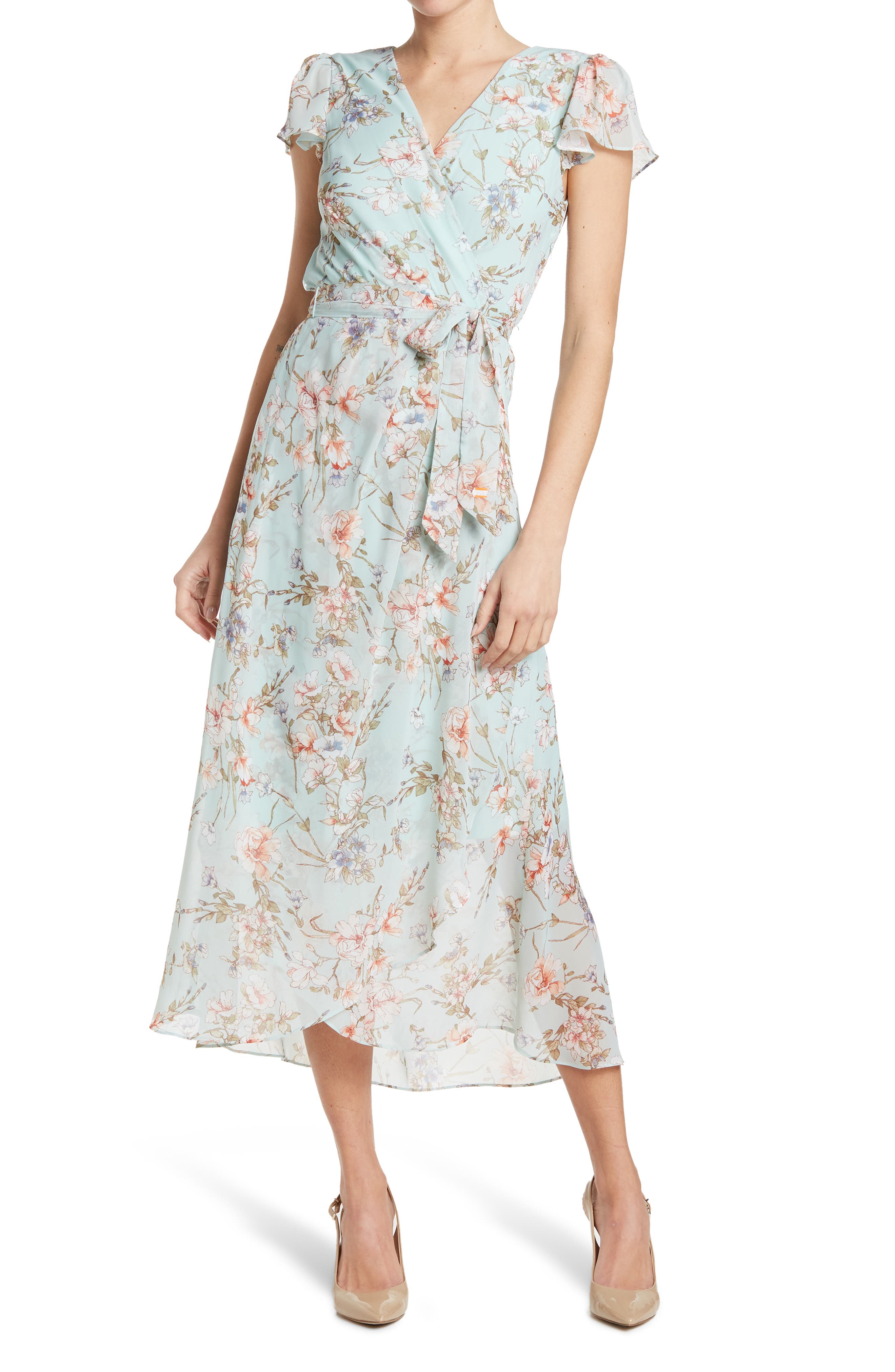 Julia Jordan Flutter Sleeve Hi-Low Belted Dress (Women) | Nordstromrack