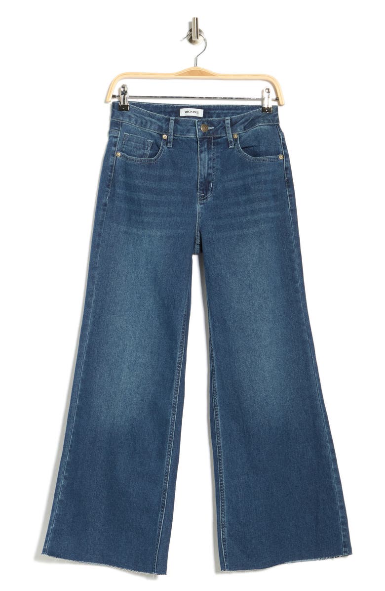 Vigoss Retro Raw Hem Ankle Palazzo Jeans, Alternate, color, Medium Wash