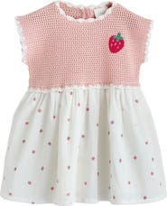 NEXT Kids' Strawberry Crochet Mixed Media Dress