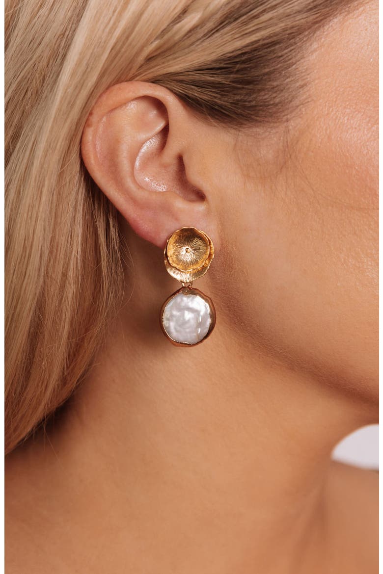 Reese Freshwater Pearl Drop Earrings, Alternate, color, GOLD