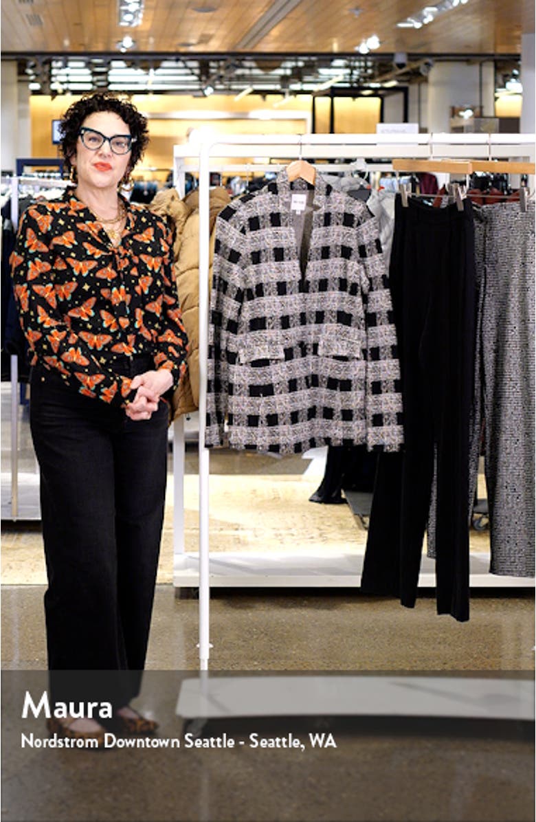 Perfectly Plaid Metallic Cotton Blend Knit Blazer, sales video thumbnail