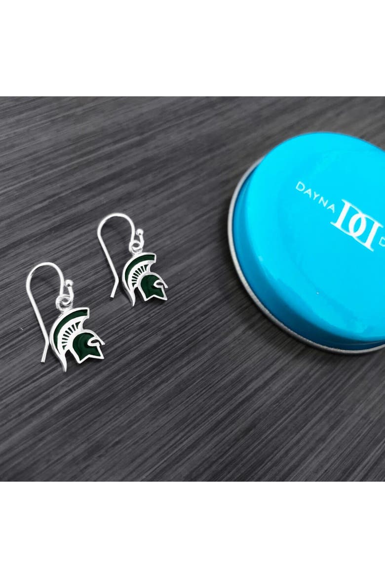 Women's Dayna Designs Michigan State Spartans Silver Enamel Dangle Earrings, Alternate, color, Silver