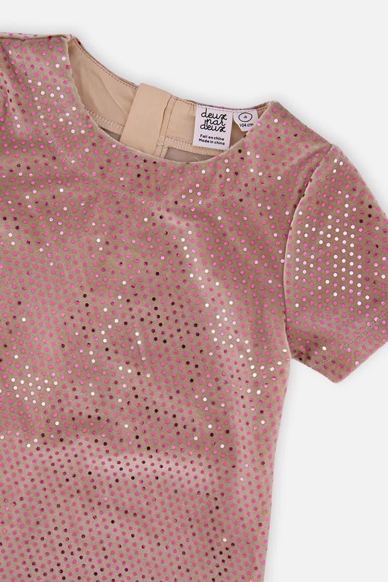 Short Sleeve Sparkle Velour A-Line Dress, Alternate, color, Pink