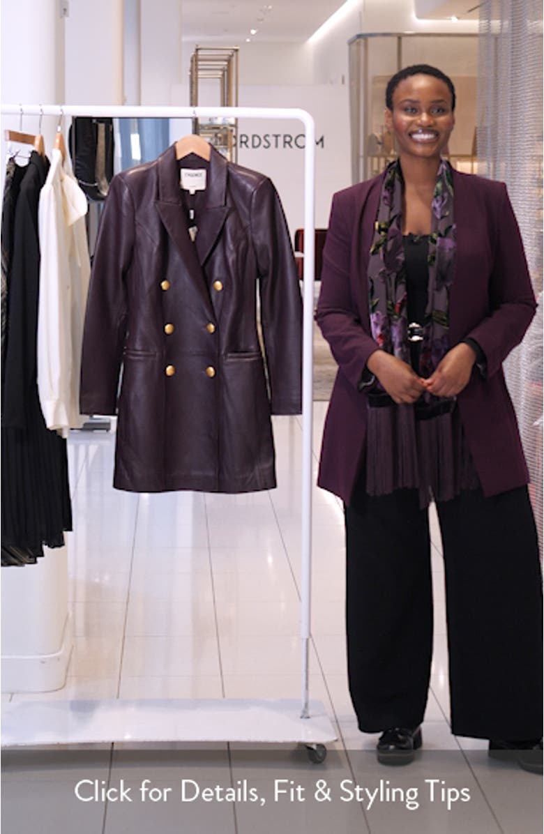 Tora Double Breasted Long Sleeve Leather Tuxedo Dress, sales video thumbnail