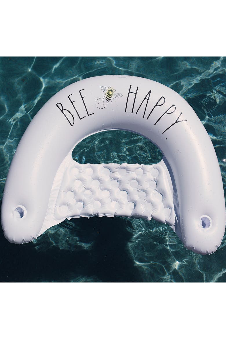 Bee Happy Chair Lounger Pool Inflatable, Alternate, color, White