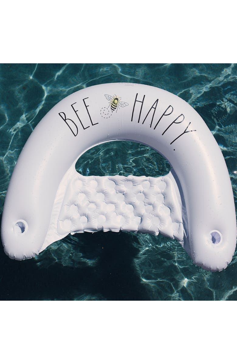 Rae Dunn Bee Happy Chair Lounger Pool Inflatable, Alternate, color, White