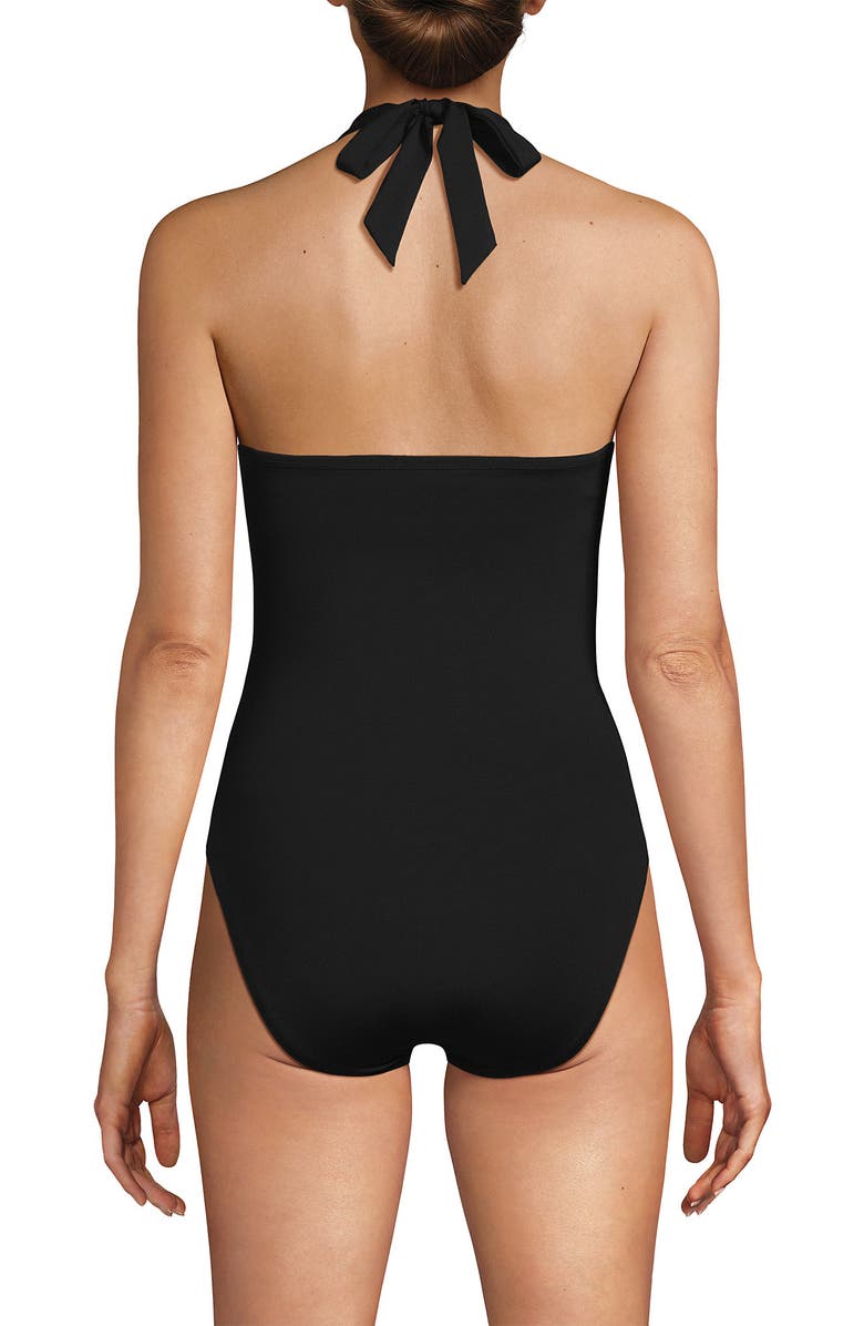 Lands' End Knot Twist Halter One Piece, Alternate, color, Black