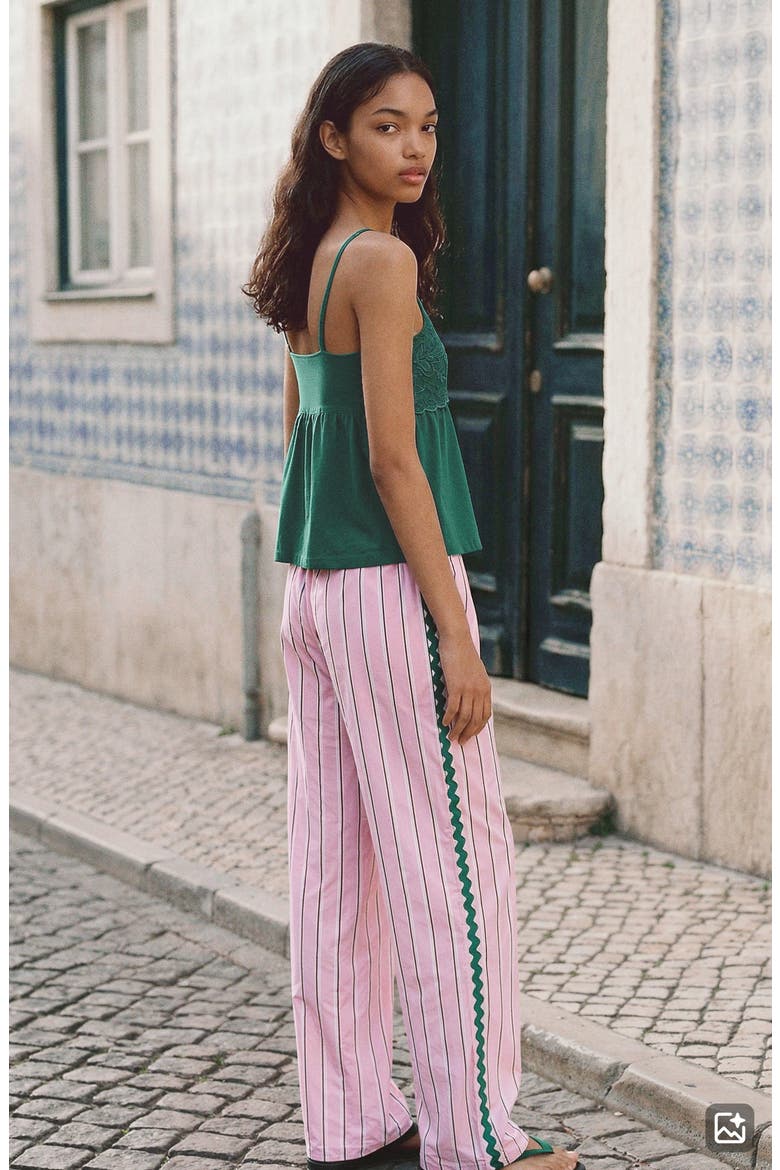 Striped RickRack Trim Pants, Alternate, color, PASTEL PINK