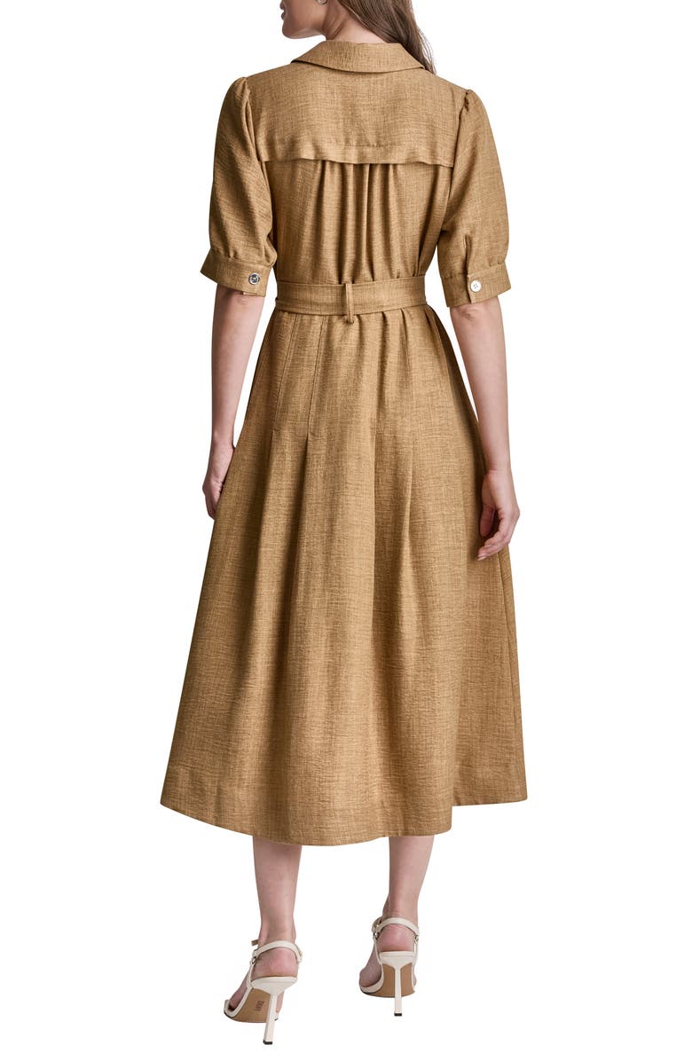 DKNY Mélange Belted Shirtdress, Alternate, color, Truffle