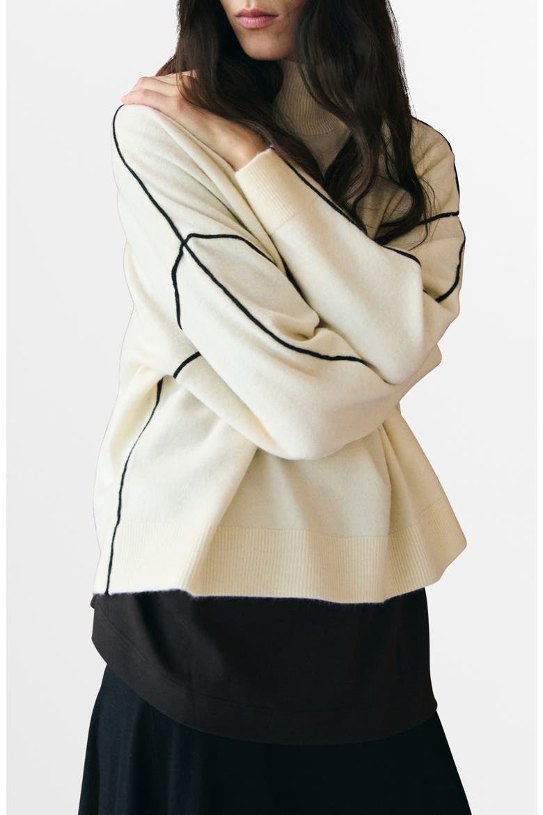 Piped Mock Neck Sweater, Main, color, ECRU