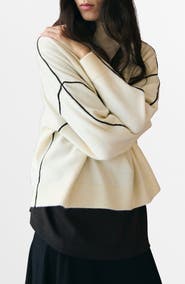 MANGO Piped Mock Neck Sweater