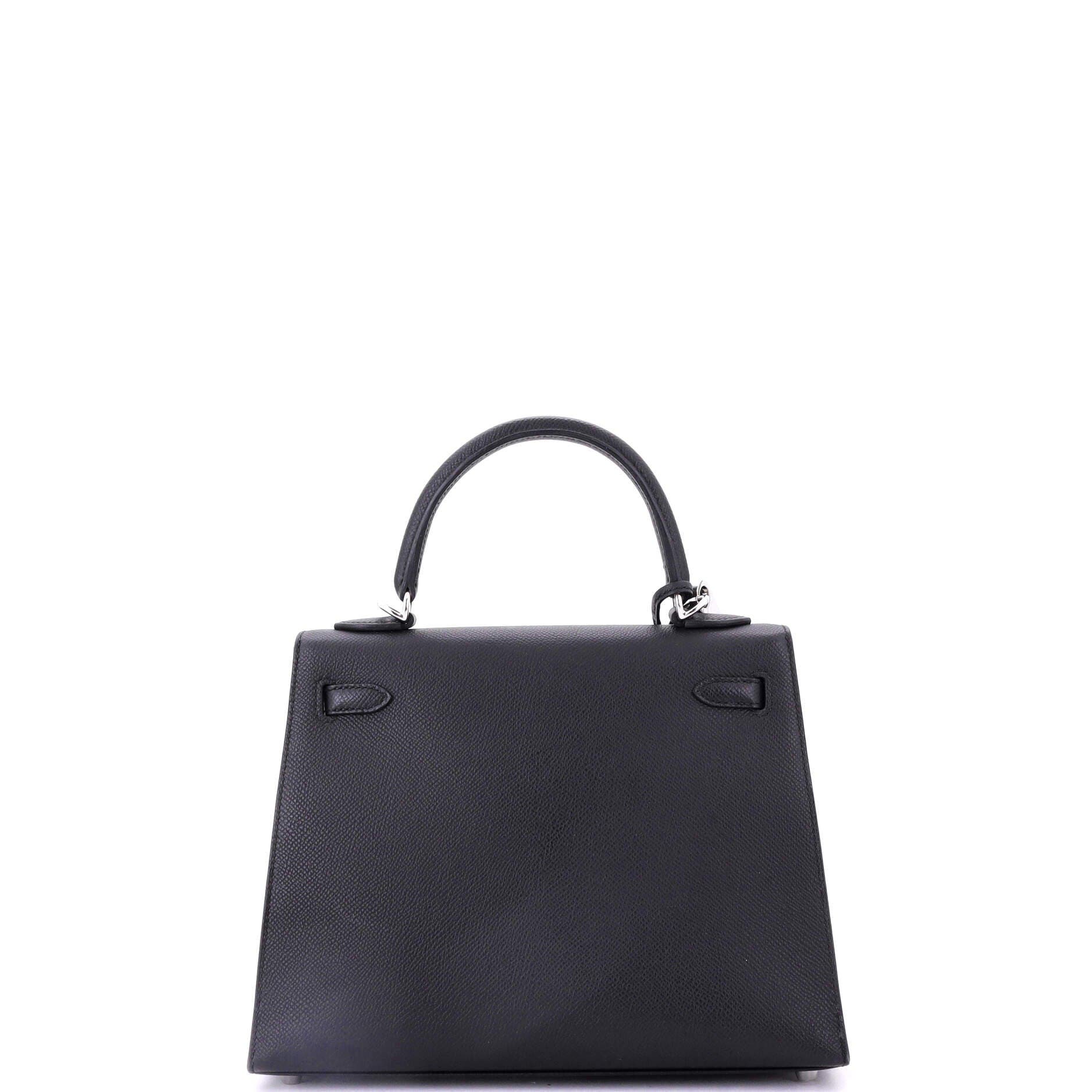 Pre-Owned Hermes Kelly Handbag Black Epsom with Palladium Hardware 25, Alternate, color, 